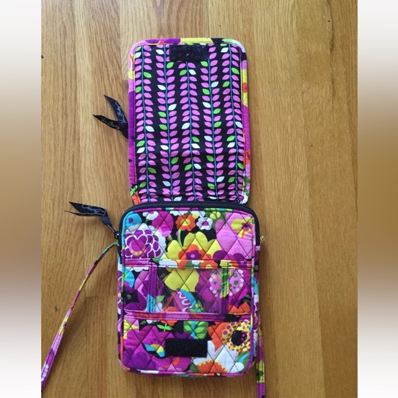 Vera Bradley Mini Hipster Crossbody Va Va Bloom Pink Purple Yellow Orgnizr Purse - Picture 3 of 6